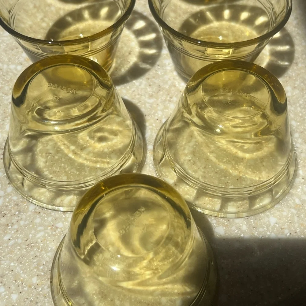 Vintage Amber yellow Pudding Cups marked Mexico
